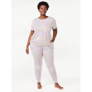 Joyspun Women's Short Sleeve T-Shirt & Joggers Pajama Set Snooze Size 3X 22W-24W